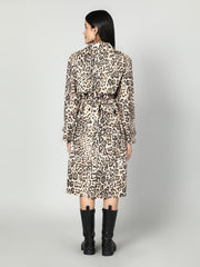 Gaiia Leopard Print Coat - Beige