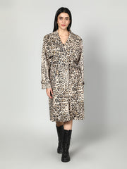 Gaiia Leopard Print Coat - Beige