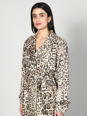 Gaiia Leopard Print Coat - Beige