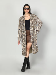 Gaiia Leopard Print Coat - Beige