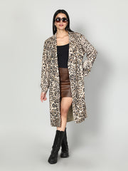 Gaiia Leopard Print Coat - Beige