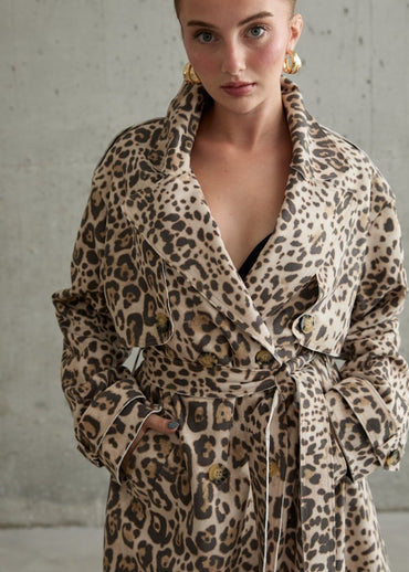 Gaiia Leopard Print Coat - Beige - GAIIA