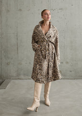 Gaiia Leopard Print Coat - Beige