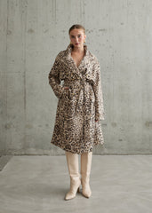 Gaiia Leopard Print Coat - Beige