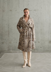 Gaiia Leopard Print Coat - Beige