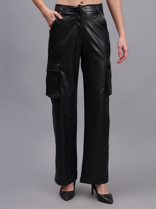 Gaiia Faux Leather Cargo Trouser