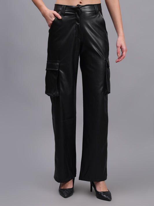 Gaiia Faux Leather Cargo Trouser