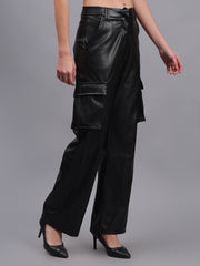 Gaiia Faux Leather Cargo Trouser