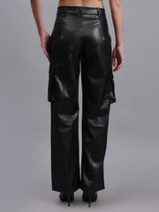 Gaiia Faux Leather Cargo Trouser