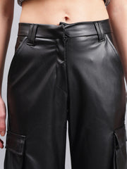 Gaiia Faux Leather Cargo Trouser