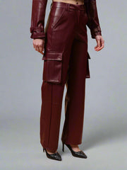 Gaiia Faux Leather Cargo Trouser