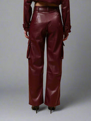 Gaiia Faux Leather Cargo Trouser
