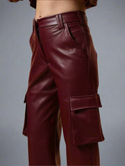 Gaiia Faux Leather Cargo Trouser