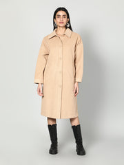 Gaiia Women Solid Colour Collared Neck Wool Coat