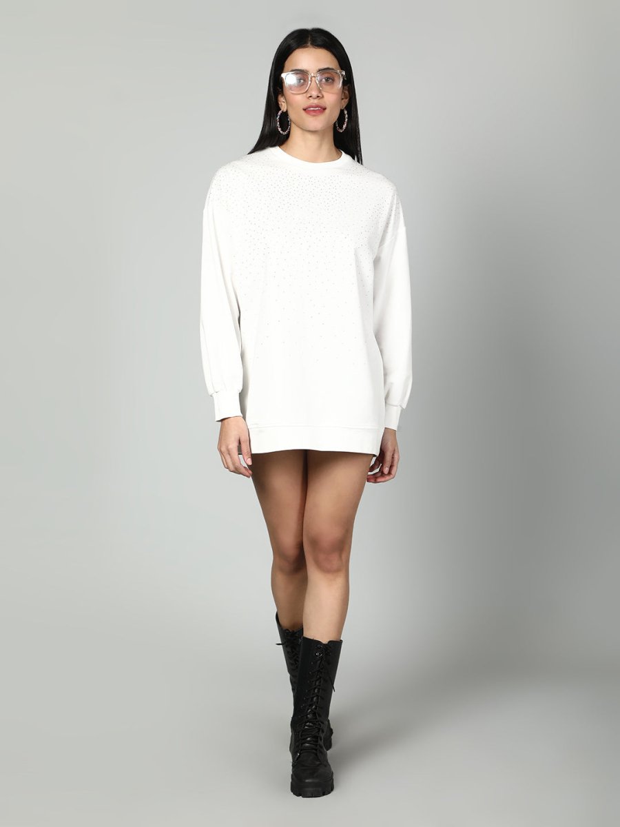 Gaiia Women Embellished Full Sleeves Sweatshirt - GAIIA