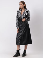 Gaiia Leopard Print Leather Zipper Coat