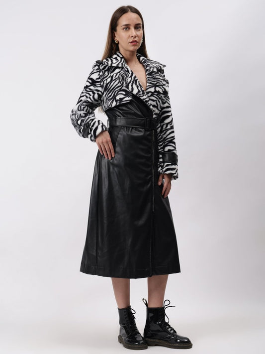 Gaiia Leopard Print Leather Zipper Coat - GAIIA