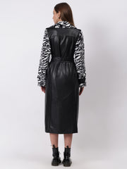 Gaiia Leopard Print Leather Zipper Coat