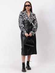 Gaiia Leopard Print Leather Zipper Coat