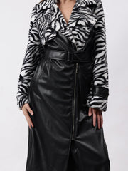 Gaiia Leopard Print Leather Zipper Coat