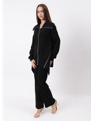 Gaiia Full Sleeves Solid Zipper Co-Ord Set