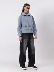 Gaiia Spread Collar Solid Zipper Tailored Jacket