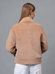 Gaiia Spread Collar Solid Zipper Tailored Jacket