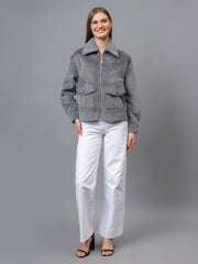 Gaiia Spread Collar Solid Zipper Tailored Jacket