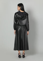 Gaiia Faux Leather Skirt Co-Ord Set - Brown