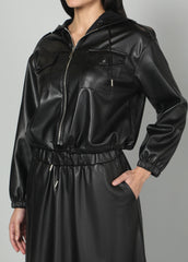 Gaiia Faux Leather Skirt Co-Ord Set - Brown