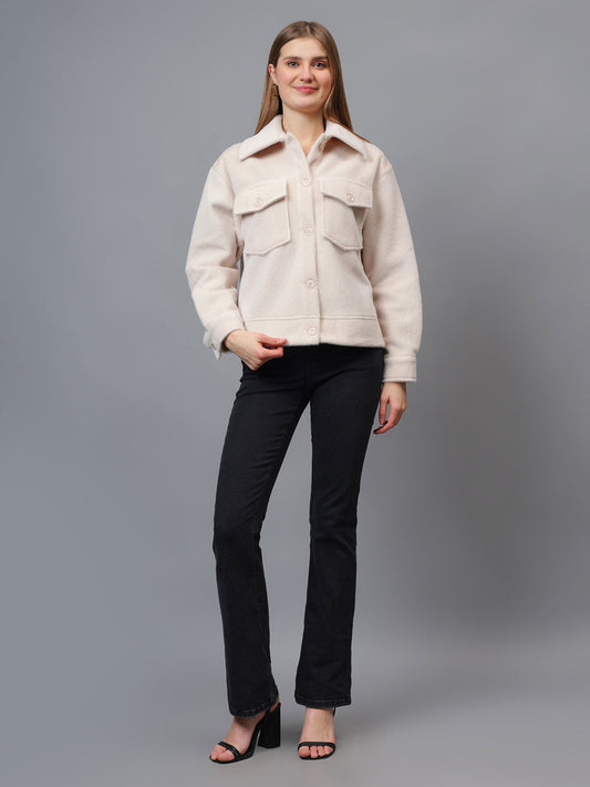 Gaiia Spread Collar Solid Buttoned Shacket