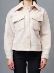 Gaiia Spread Collar Solid Buttoned Shacket