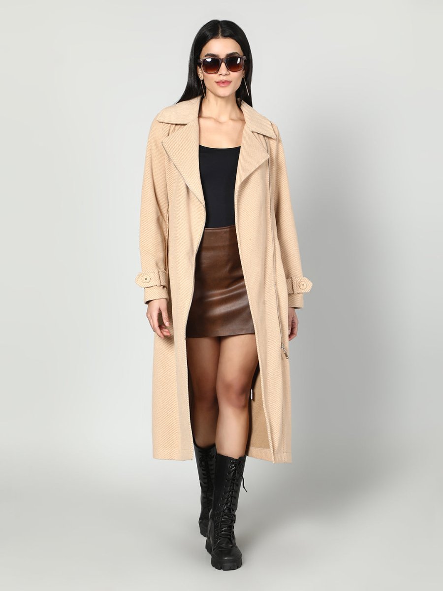 Gaiia Single Breasted Solid Colour Zipper Coat - GAIIA