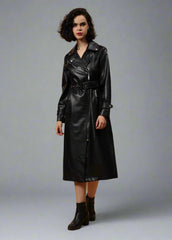 Gaiia Faux Leather Single Breasted Zipper Coat