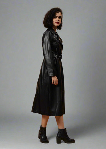 Gaiia Faux Leather Single Breasted Zipper Coat - GAIIA