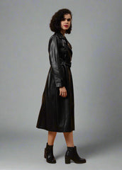 Gaiia Faux Leather Single Breasted Zipper Coat