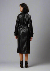 Gaiia Faux Leather Single Breasted Zipper Coat