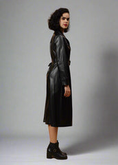 Gaiia Faux Leather Single Breasted Zipper Coat