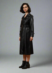 Gaiia Faux Leather Single Breasted Zipper Coat