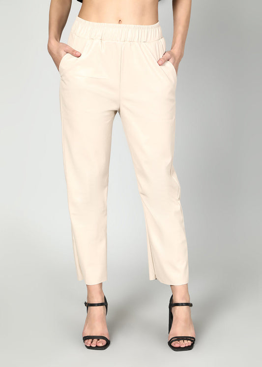 Gaiia Elasticated Solid Leather Pants