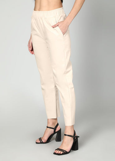 Gaiia Elasticated Solid Leather Pants - GAIIA