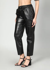Gaiia Elasticated Solid Leather Pants