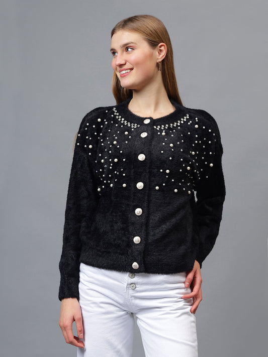 Gaiia Pearl Studded Cardigan