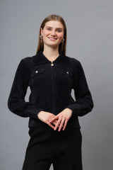 Gaiia Women Woolen Zipper Cardigan