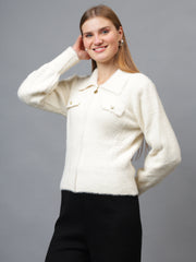 Gaiia Women Woolen Zipper Cardigan