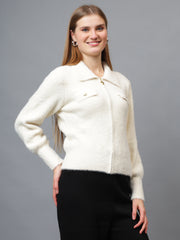 Gaiia Women Woolen Zipper Cardigan