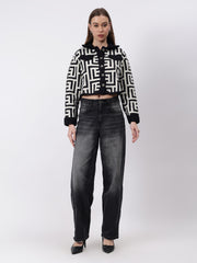Gaiia Geometric Print Collared Shacket