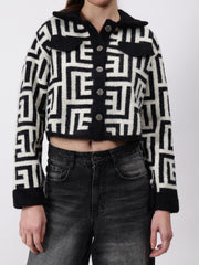 Gaiia Geometric Print Collared Shacket