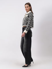 Gaiia Geometric Print Collared Shacket