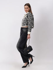 Gaiia Geometric Print Collared Shacket